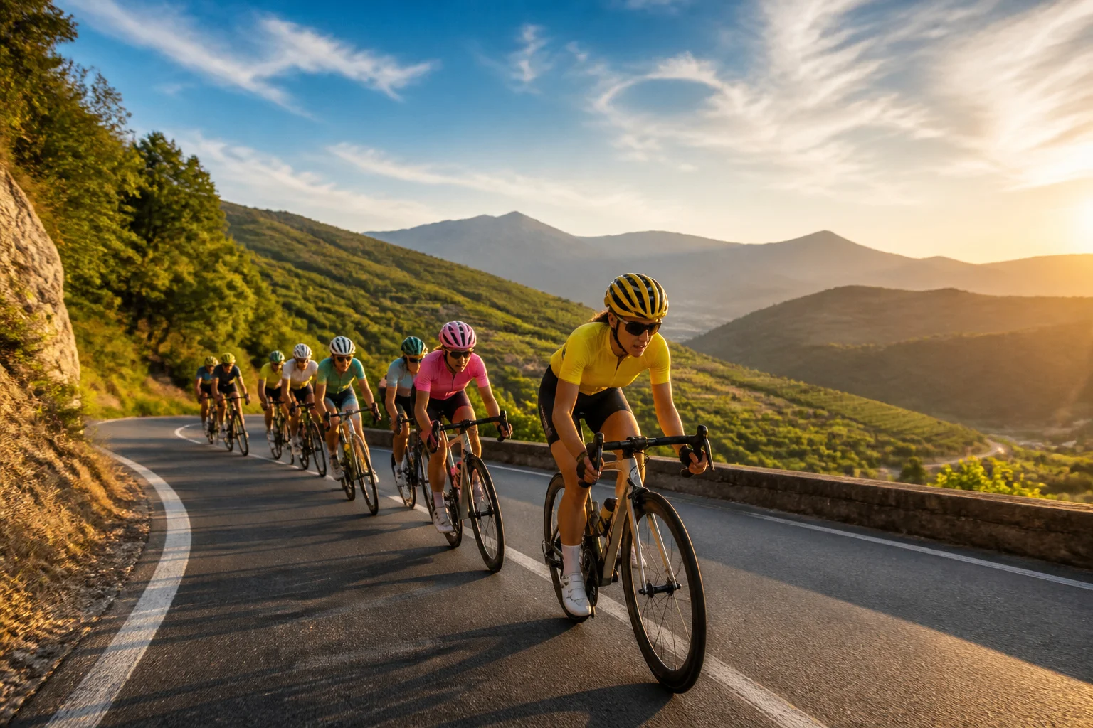 Cyclistes feminines en pleine course