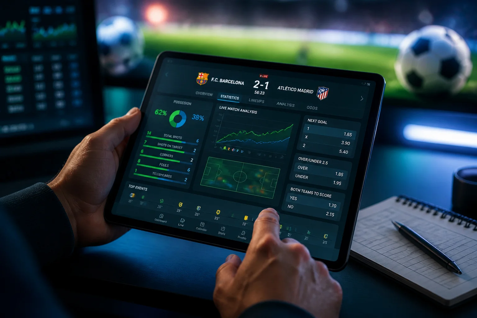 Analyse de match de football sur tablette