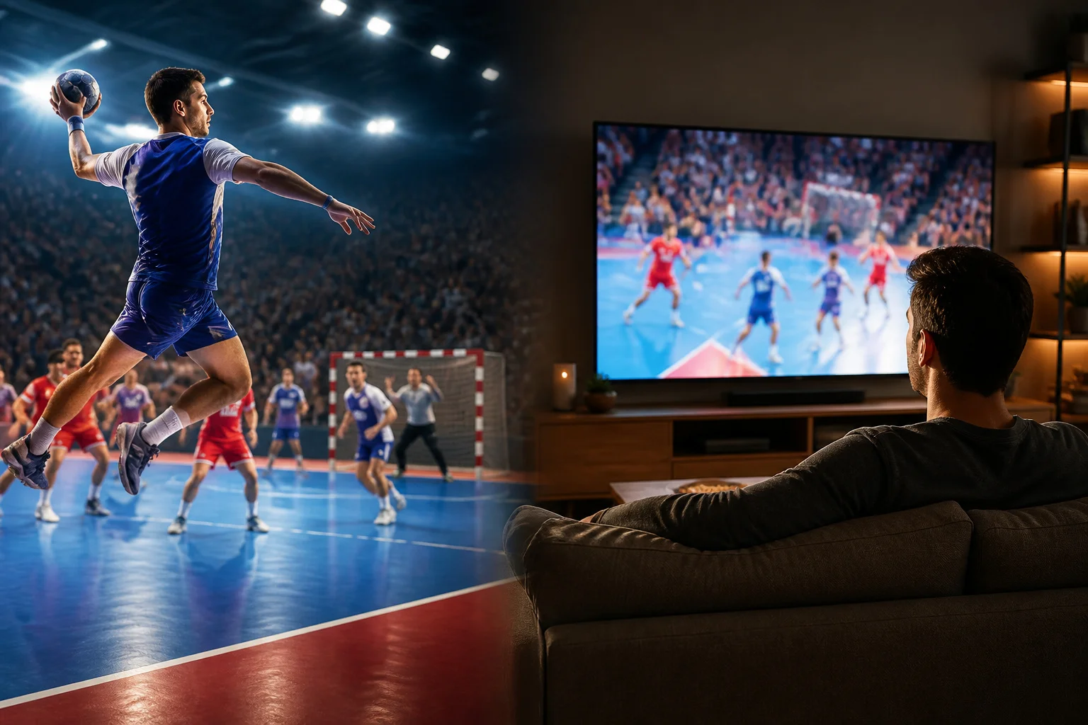 Le jeu de handball du terrain au salon