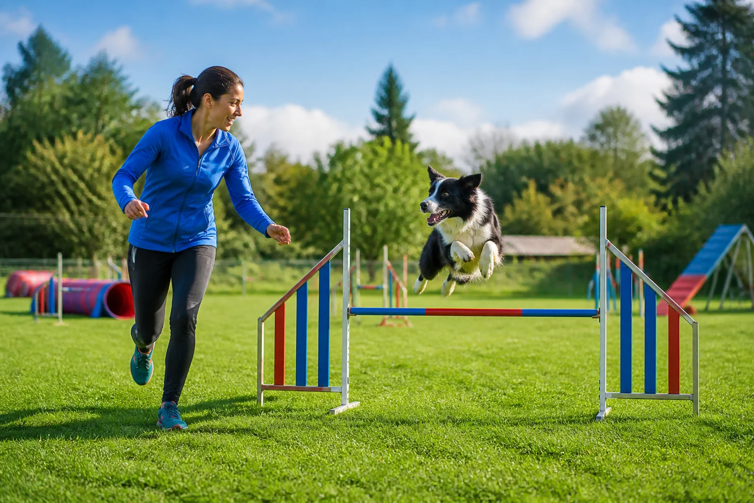 Agilite canine un chien saute par dessus une barriere